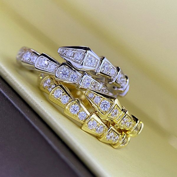 

luxury design cz micro pave snake shape band ring for women gift, Silver