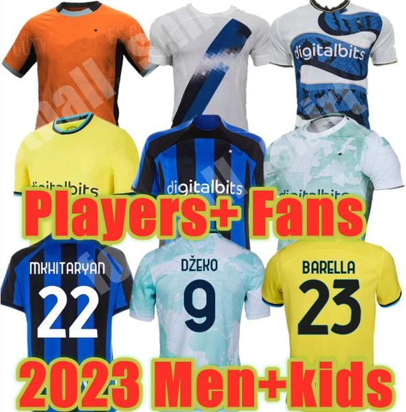

2023 lukaku soccer jerseys barella inters dzeko milans lautaro de vrij vidal j. correa 23 24 football shirt calhanoglu gagliardini men kit y, Black;yellow
