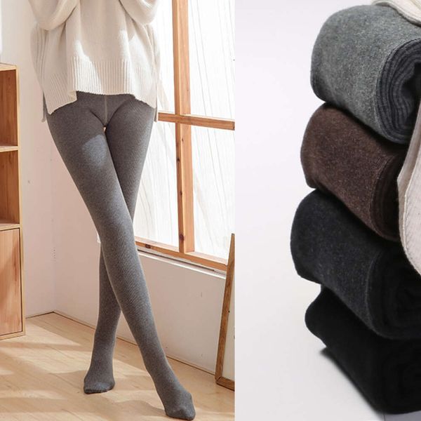 

Velvet Thickened Cotton Vertical Striped Leggings For Women's Autumn And Winter Outerwear Cashmere Insulation Pantyhose Pants, Black