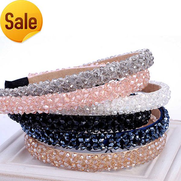 

new multicolor crystal glass headband fashion handmade hair band for women girls hair accessories hairband jewelry, Silver