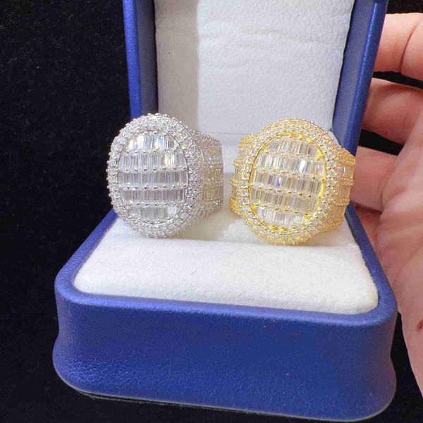 

luxury fine jewelry diamond vvs moissanite silver 925 or 10k 14k 18k men gold ring hip hop ring