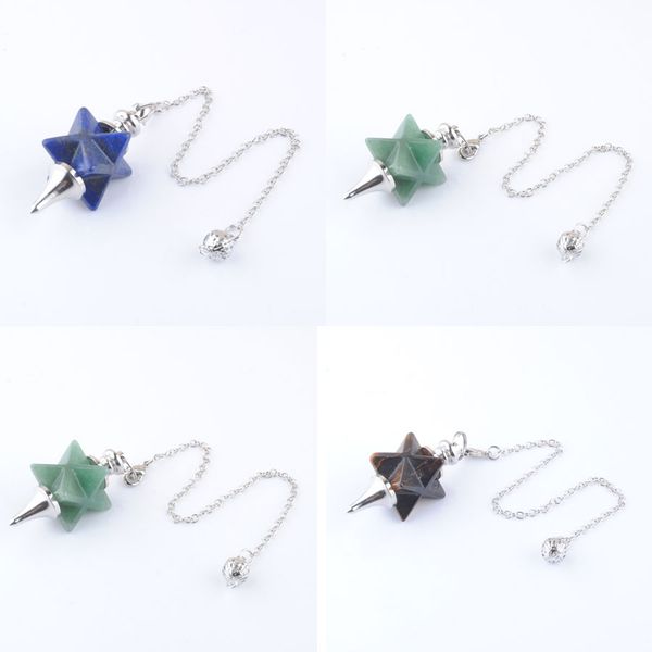 

natural gemstone pendant for dowsing divining wicca big stone merkaba pendulum reiki crystal biolocation metaphysical spiritual dbn457, Silver