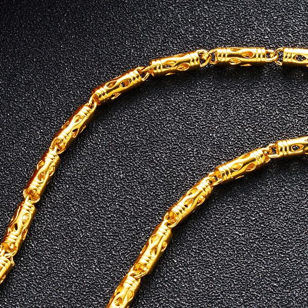

men necklace chain collar jewelry 18k yellow gold filled solid real classic male accessories 4mm wide 45cm long, Silver