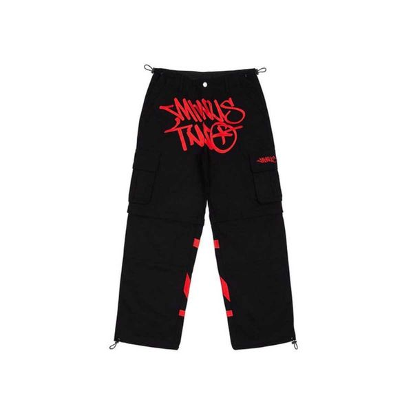 

men's pants mens minus two cargo harajuku casual loose punk rock straight wide leg trouser streetwear y2k pant retro street trend overa, Black