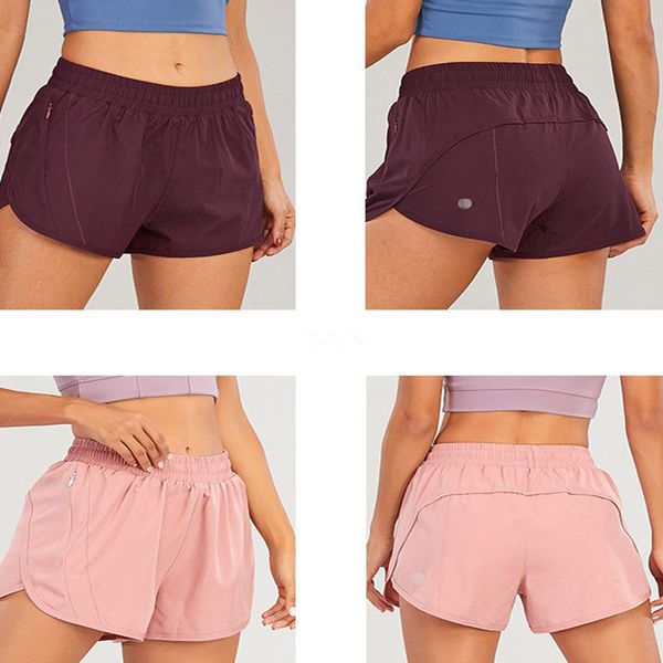

ll women's yoga outfits short lined running shorts with zipper pocket gym ladies casual sportswear for girls exercise fitness leggings