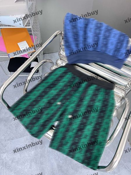 

xinxinbuy men women designer shorts pant jacquard knitted fabric letter cotton spring summer green blue s-2xl