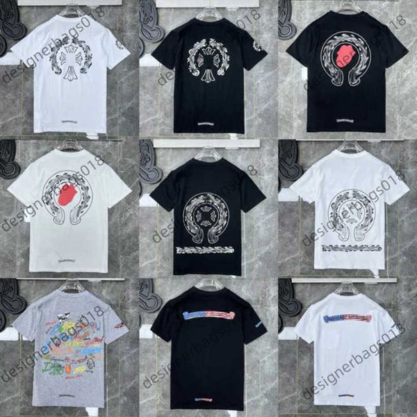 

men's luxury fashion t shirt brand couple tees t-shirts men women sweatshirts sanskrit letter short sleeve horseshoe tshirt polo cross, White