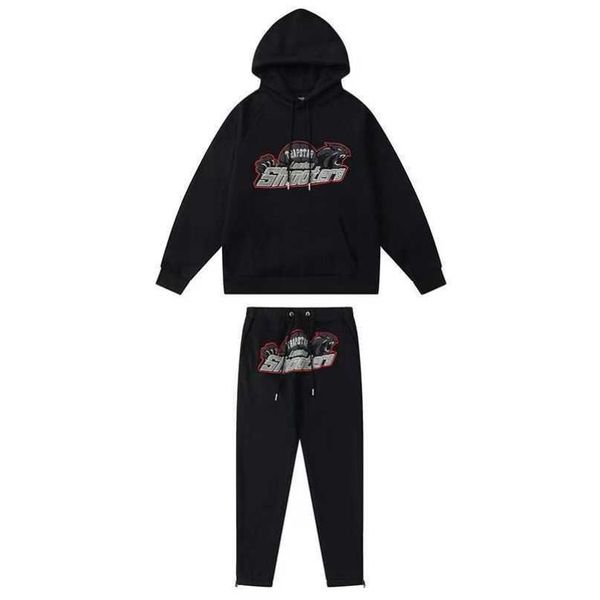 

trapstar tracksuit hoodie rainbow scarf embroidered and velvet hooded sportswear close-up zipper pants casual guard pants trapstar hoodie ho, Gray