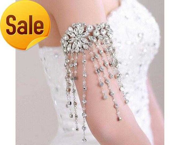 

luxurious tassel rhinestone crystal bridal bracelets bangles arm bracelet armband wedding jewelry party accessories for girls, Silver