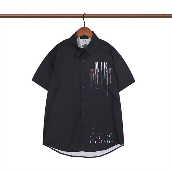 

design blouse shirts men's camisas de hombre fashion geometric letter print casual shirts men short sleeve turn down collar business dr, White;black