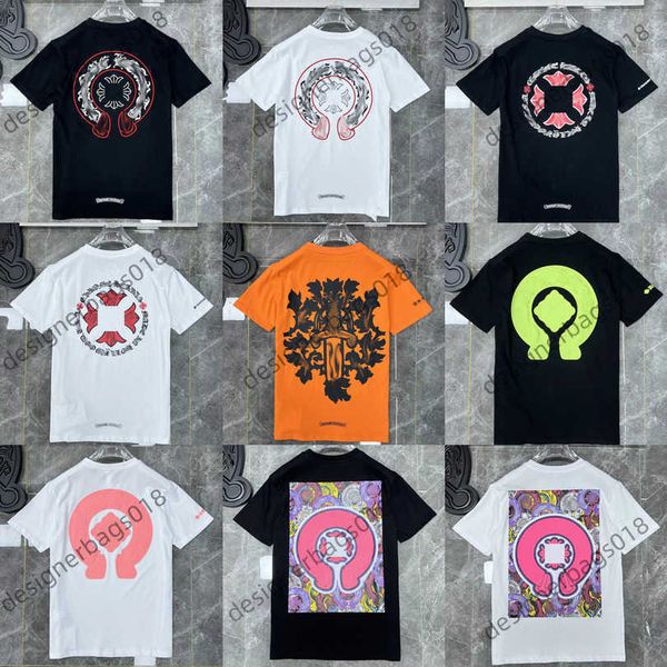

luxury fashion men's t shirt brand tees men women sanskrit letter sweatshirts short sleeve horseshoe designer couple t-shirts cross te, White