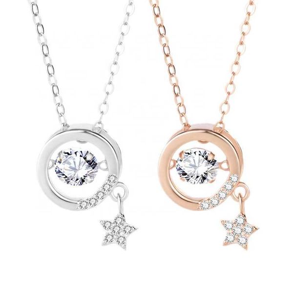 

pendant necklaces ml33 the gift 100% pure silver popular handmade dancing star zircon friendship necklace custom jewelry