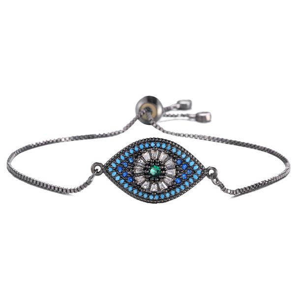 

cz micro pave turkish blue evil eyes charm bracelet jewelry for gift, Golden;silver