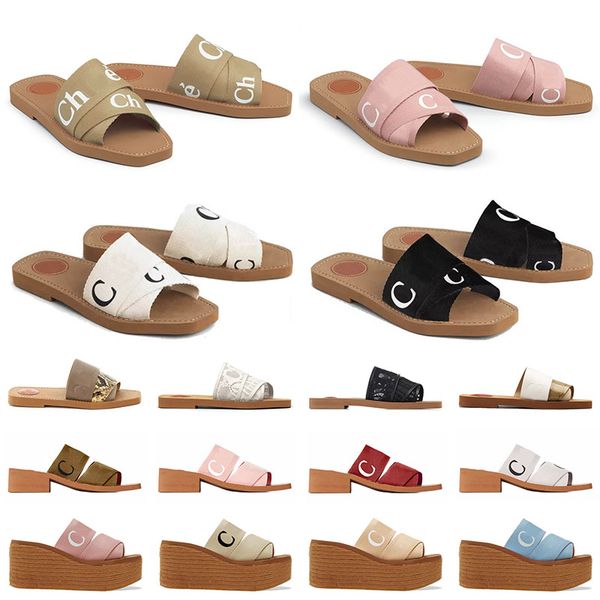 

platform designer woody sandals for women mules flat slides square toe lace embroidery white black lace fabric summer outdoor slippers luxur