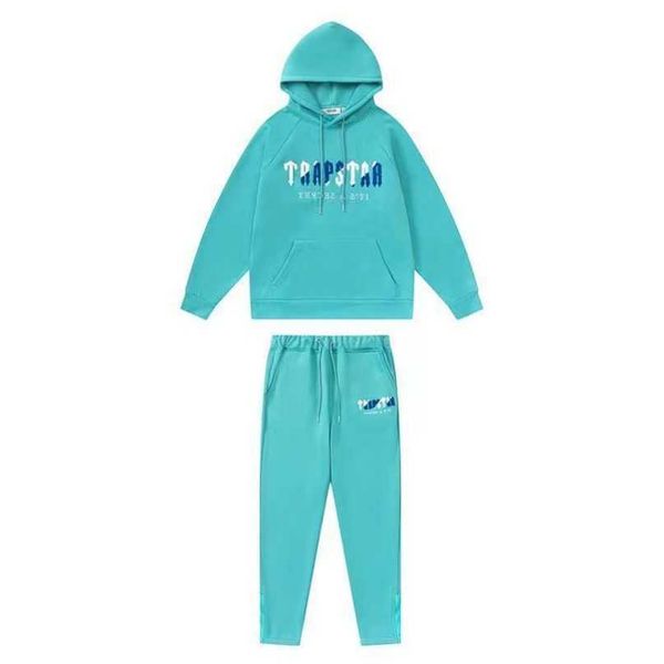 

trapstar tracksuit hoodie rainbow scarf embroidered and velvet hooded sportswear close-up zipper pants casual guard pants trapstar hoodie ho, Gray