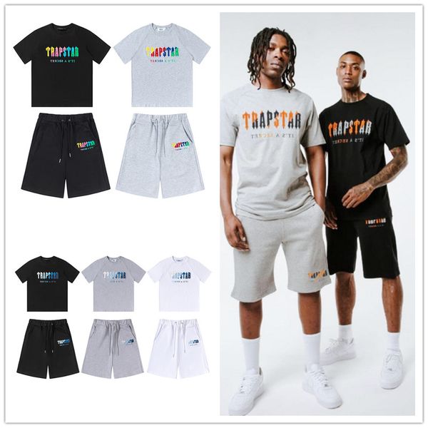 

trapstar mens t shirt designer t shirt man embroidered letter womens luxury brand tracksuit fashion short sleeves summer shorts crew neck cl, White;black