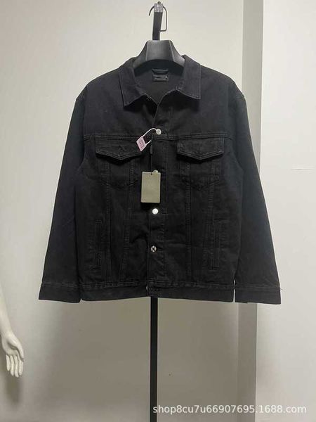 

Men's Jackets Correct Edition B Home Paris Wash Water Tape Preure Glue Cover Cola Embroidered Denim Loose and Women's 8T8S, Black