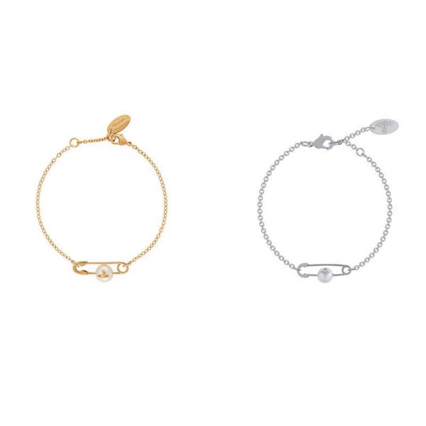 

vivienne west wood queen mother vivian saturn pin pearl bracelet, Golden;silver