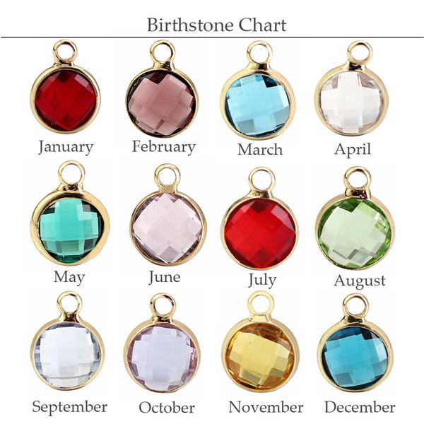 

DIY Jewelry 8.6MM Round Gold Metal Crystal Birthstone Charms 30pcs for Wholesale (No Chain)