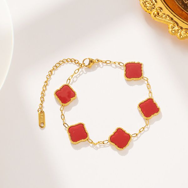 

designer gold jewelry 4 four leaf clover charm bracelets luxury brand fashion black onyx bracelet mother of pearl bangle for valentine', Golden;silver