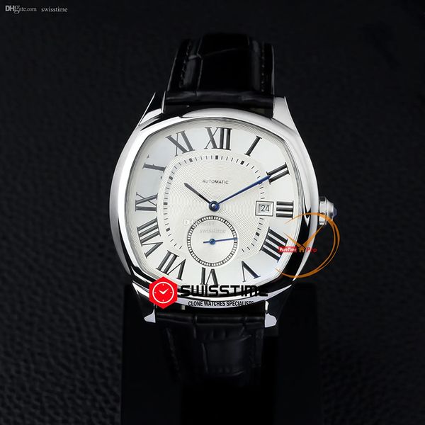 

drive wsnm0015 automatic mens watch steel case silver texture dial big roma markers black leather strap reloj hombre montre homme swisstime, Slivery;brown