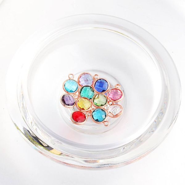 

DIY Jewelry 8.6MM Round Crystal Birthstone Charms Rose Gold Beads for Wholesale (No Chain)