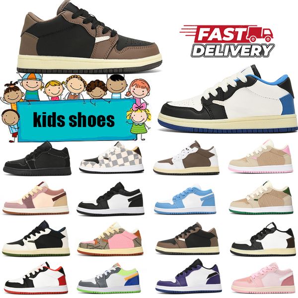 

kids shoes Mens 1 High OG 1s basketball shoes jumpman Palomino UNC toe Lost and found men Sneakers university blue washed black patent bred dark mocha lucky green, #51