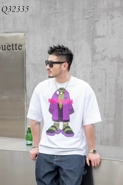 

2023 men's crewneck fun printed shirt, White;black