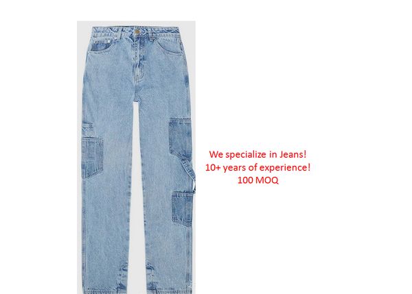 

straight fit cargo jeans in vintage light wash blue custom jeans