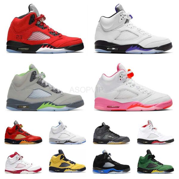 

jumpman 5 5s basketball shoes retro white stealth black metallic alternate grape raging bull red safety orange green what the sport sneakers