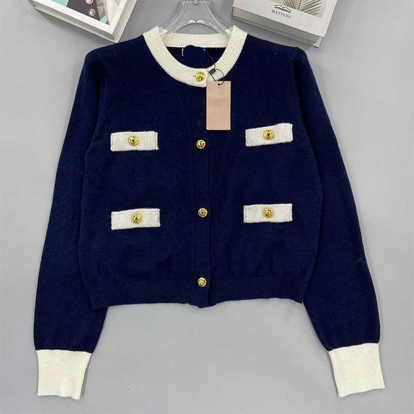 

Women' Knits Tees MIU Home Knitted Round Neck Long Sleeve Sweet Style Cashmere Sweater Cardigan Zhang Yuanying Same Coat T 1ZPR, Milky white