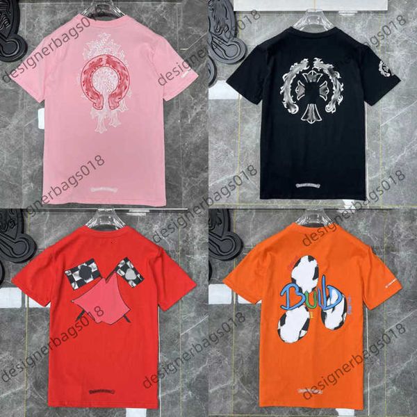 

luxury fashion women's t shirt brand tees men women sanskrit letter short sleeve horseshoe couple t-shirts designer polos tshirts cros, White