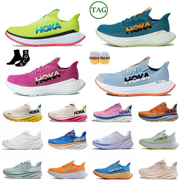 

hoka one one bondi 8 athletic running shoes clifton 8 black white training sneakers designer women men summer orange amber yellow goblin blu, White;red