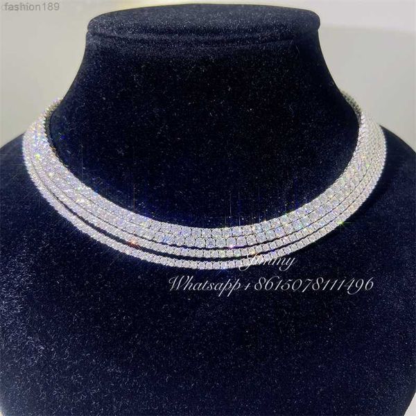 

2021 selling hip hop iced out jewelry 10k/14k/18k real gold moissanite diamond tennis chain, Silver