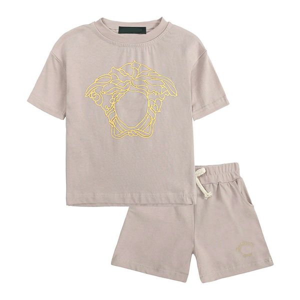 

2 Styles Kids Clothing Sets Boys Girls Tracksuits Suit Designer T shirt short pants Suits Chidlren Casual Sport Clothes 90-160, Beige