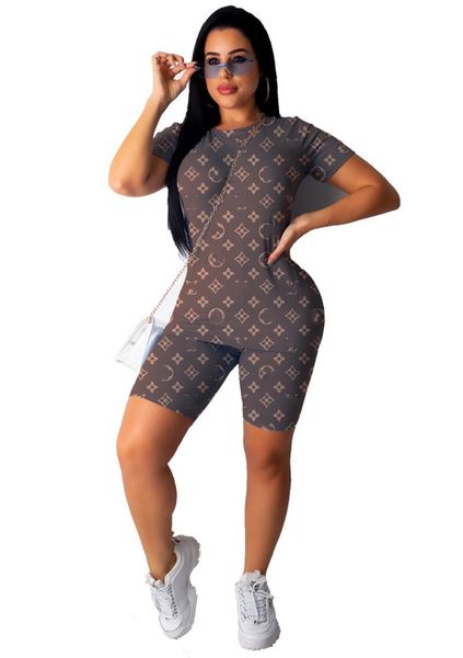 

2023 brand women letter tracksuits summer plus size s-3xl two piece sets short sleeve t-shirt shorts fashion sports suit crew neck outfits p, Gray