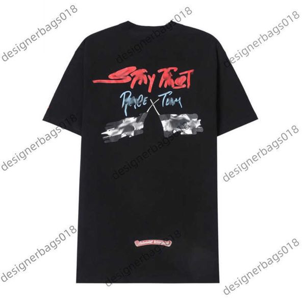 

classic men's t shirt luxury brand tees men women sanskrit letter short sleeve horseshoe couple t-shirts designer polos tshirts cross, White