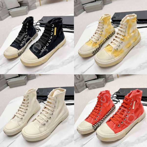 

designers paris mule vintage casual distressed canvas shoes men women paris high low wash old effect vulcanized sole half slippers polychrom, Black