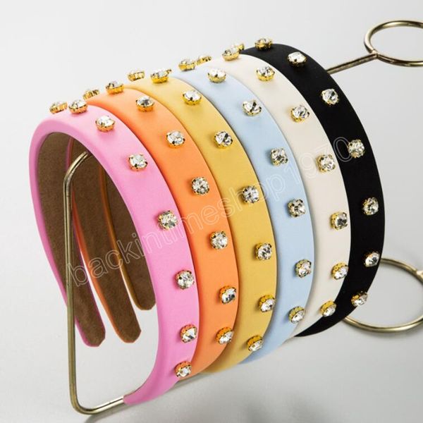 

fashion hairband for women shining rhinestone headband solid color luxurious headwear hair accessories, Slivery;white