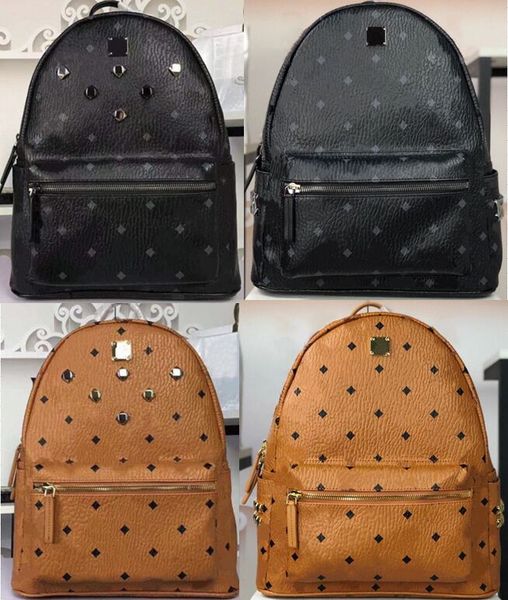 

leather handbags 2 size men women school backpack rivet printing backpacks designer lady bags boy and girl back pack