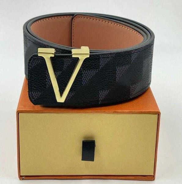 

men designers v belts classic fashion cintura casual letter smooth buckle womens mens leather belt width 3.8cm with box, Black;brown