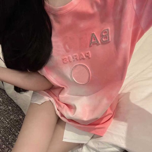 

luxury diamond embedding tshirt 3d printed letter short sleeve r t shirt womens fashion tie dye pullover tee round neck cotton sweatshirt, White