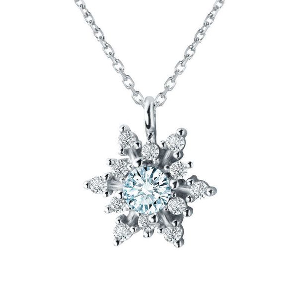 

pendant necklaces g42 christmas charm 925 sterling silver bridesmaid elegant blue cubic zircon snowflake pendant necklace