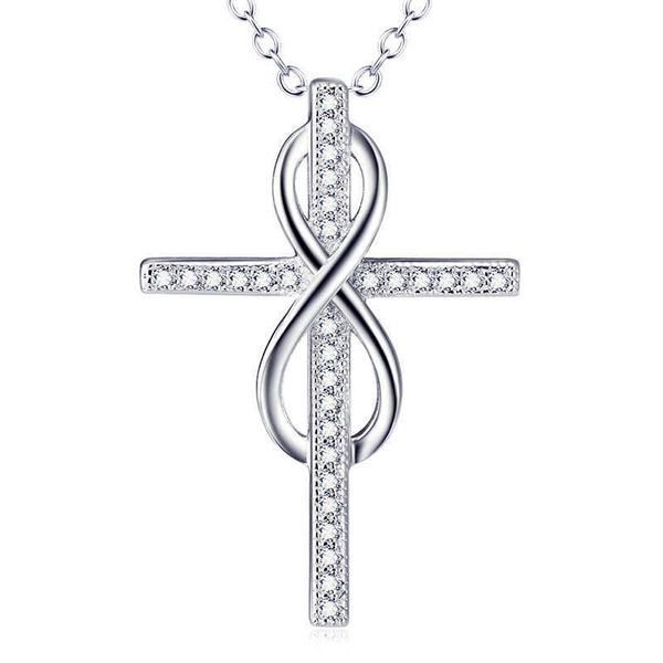 

Pendant Necklaces GNX11444 Christ Religious 925 Sterling Silver Diamond Infinity Jesus Cross Necklace Pendant Jewelry With CZ