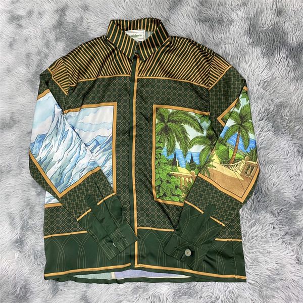 

2023ss silk shirt men women 1 quality hawaii beach shirts apparel, White;black