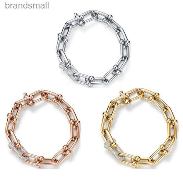 

designer bracelet charm bracelets tiff bracelet ushaped joint surround bracelet chain inlaid with diamond vintage metal texture horseshoe sh, Golden;silver