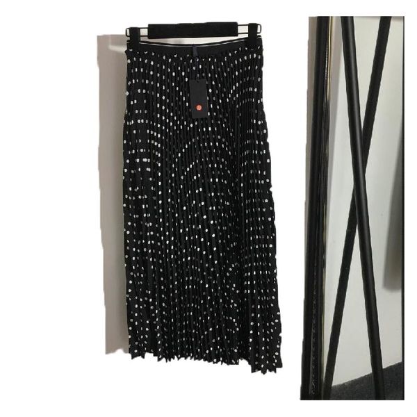 

ss new women skirt summer mesh dress womens girls designer dress long stretch waist retro solid pleated letter print dres simia beach pleats, Black;gray