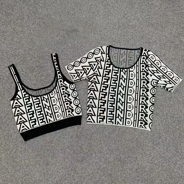 

women's knits & tees designer 2023 new fashion luxury brand summer letter knit sweater pullover contrast o-neck short sleeve loose casu, White