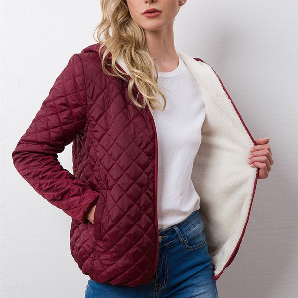 

women's jackets women's hooded jacket casual basic warm velvet lamb parka coat autumn winter solid light soft outerwear fashion st, Black;brown
