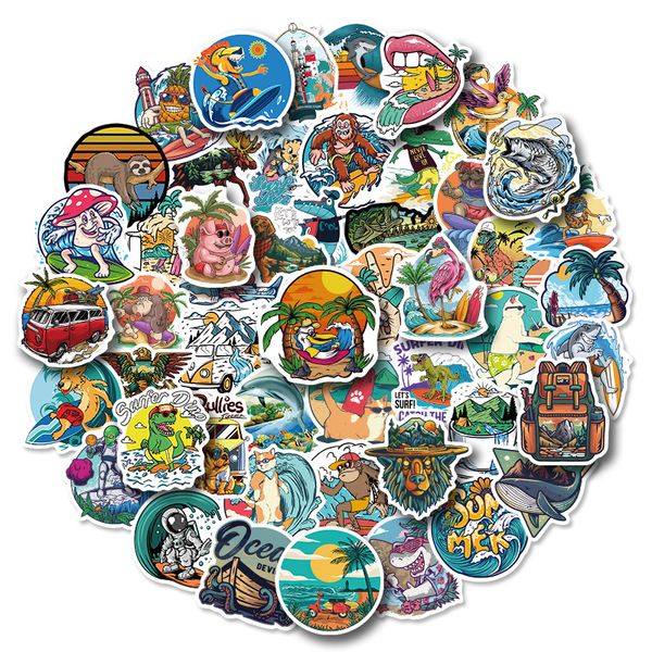 

50pcs outdoor surfing stickers and decals summer sports stickers for water bottle car luggage scrapbook lapwaterproof t01040376